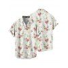 Vacation Couple Outfit Floral Print Waisted Cami Dress Lace Up Crop Top Set and Button Up Shirt Matching Outfit - Blanc S | US 4