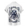 Vacation Couple Outfit Octopus Playing Cards Print Spaghetti Strap V Neck A Line Mini Tank Dress and Button Up Shirt Matching Outfit - Blanc S | US 4