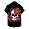 Gothic Couple Outfit Rose Leaf Retro Skulls Print Spaghetti Strap V Neck A Line Mini Tank Dress and Button Up Shirt Holiday Matching Outfit - Noir S | US 4
