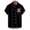 Gothic Couple Outfit Rose Leaf Retro Skulls Print Spaghetti Strap V Neck A Line Mini Tank Dress and Button Up Shirt Holiday Matching Outfit - Noir S | US 4
