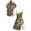 Gothic Couple Outfit Sunflower Skulls Leaf Print Ruched Bust Sweetheart Neck A Line Mini Dress and Button Up Shirt Holiday Matching Outfit - Beige S | US 4