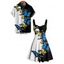Gothic Couple Outfit Skulls Butterfly Print Monochrome Ruched Bust Dress and Button Up Shirt Holiday Matching Outfit - Noir S | US 4
