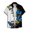 Gothic Couple Outfit Skulls Butterfly Print Monochrome Ruched Bust Dress and Button Up Shirt Holiday Matching Outfit - Bleu S | US 4