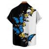 Gothic Couple Outfit Skulls Butterfly Print Monochrome Ruched Bust Dress and Button Up Shirt Holiday Matching Outfit - Bleu S | US 4