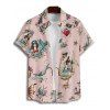Vintage Couple Outfit Mermaid Skulls Letter Print Ruched Bust Belt Sweetheart Neck A Line Mini Dress and Button Up Shirt Vacation Matching Outfit - Rose clair S | US 4