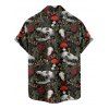 Gothic Couple Outfit Skull Plant Mushroom Print Ruched Bust Sweetheart Neck A Line Mini Dress and Button Up Shirt Vacation Matching Outfit - Noir S | US 4