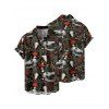 Gothic Couple Outfit Skull Plant Mushroom Print Ruched Bust Sweetheart Neck A Line Mini Dress and Button Up Shirt Vacation Matching Outfit - Noir S | US 4
