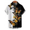 Gothic Couple Outfit Skulls Butterfly Print Monochrome Ruched Bust Dress and Button Up Shirt Holiday Matching Outfit - Noir S | US 4
