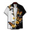 Gothic Couple Outfit Skulls Butterfly Print Monochrome Ruched Bust Dress and Button Up Shirt Holiday Matching Outfit - Noir S | US 4