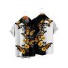 Gothic Couple Outfit Skulls Butterfly Print Monochrome Ruched Bust Dress and Button Up Shirt Holiday Matching Outfit - Noir S | US 4