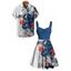 Vacation Couple Outfit Octopus Floral Wave Marine Life Print Ruched Bust Dress and Button Up Shirt Beach Matching Outfit - Blanc S | US 4