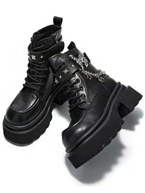 Butterfly Chain Embellishment Zip Up Thick Platform Gothic Martin Boots