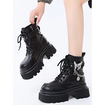 Butterfly Chain Embellishment Zip Up Thick Platform Gothic Martin Boots