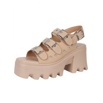 Solid Color Open Toe Thick Platform Buckle Strap Gothic Outdoor Sandals