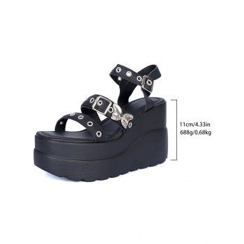 Buckle Strap Solid Color Butterfly Decor Open Toe Thick Platform Outdoor Gothic Sandals