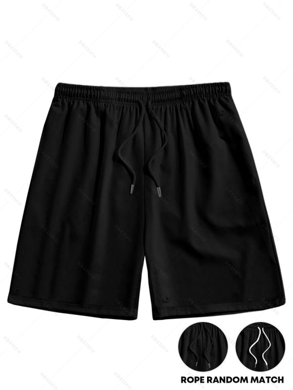 Ensemble chemise gothique à motif tête de mort et tournesols contrastés pour homme et short de plage uni à cordon de serrage - Noir S | US 4