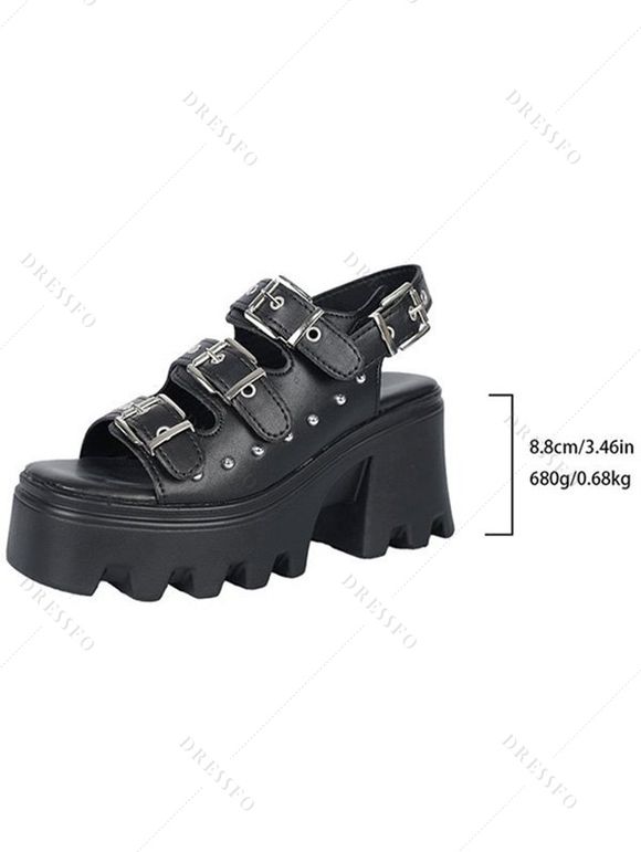 Solid Color Open Toe Thick Platform Buckle Strap Gothic Outdoor Sandals - Noir EU 42