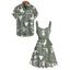 Vacation Couple Outfit Western Cowboy Style Pattern Cactus Letter Ruched Bust Belt Dress and Button Up Shirt Cottagecore Matching Outfit - Vert profond S | US 4