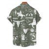 Vacation Couple Outfit Western Cowboy Style Pattern Cactus Letter Ruched Bust Belt Dress and Button Up Shirt Cottagecore Matching Outfit - Vert profond S | US 4