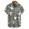 Vacation Couple Outfit Western Cowboy Style Pattern Cactus Letter Ruched Bust Belt Dress and Button Up Shirt Cottagecore Matching Outfit - Vert profond S | US 4