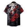 Gothic Couple Outfit Rose Butterfly Pattern Spaghetti Strap V Neck A Line Mini Tank Dress and Button Up Shirt Vacation Matching Outfit - DEEP RED S | US 4