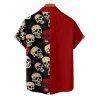 Gothic Couple Outfit Retro Colorblock Skulls Print Ruched Bust Sweetheart Neck A Line Mini Dress and Button Up Shirt Holiday Matching Outfit - Noir S | US 4