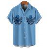 Chemise de vacances à manches courtes et boutons pour homme, motif pieuvre, vie marine, plage - Bleu Ciel 5XL