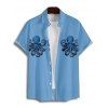 Chemise de vacances à manches courtes et boutons pour homme, motif pieuvre, vie marine, plage - Bleu Ciel 5XL
