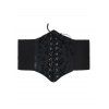 Ceinture gothique large élastique à lacets avec empiècement en dentelle papillon et rose - Noir 