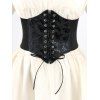 Ceinture gothique large élastique à lacets avec empiècement en dentelle papillon et rose - Noir 