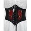 Ceinture gothique large élastique à lacets avec empiècement en dentelle papillon et rose - Rouge 