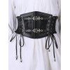 Ceinture élastique gothique vintage à empiècement en dentelle et boucle à lacets - Noir 
