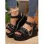 Solid Color Buckle Strap Star Chain Embellishment Open Toe Thick Platform Gothic Outdoor Sandals - Noir EU 42