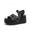 Solid Color Buckle Strap Star Chain Embellishment Open Toe Thick Platform Gothic Outdoor Sandals - Noir EU 42