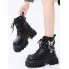 Butterfly Chain Embellishment Zip Up Thick Platform Gothic Martin Boots - Noir EU 35