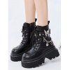 Butterfly Chain Embellishment Zip Up Thick Platform Gothic Martin Boots - Noir EU 35
