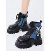 Butterfly Chain Embellishment Zip Up Thick Platform Gothic Martin Boots - Bleu EU 40