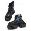 Butterfly Chain Embellishment Zip Up Thick Platform Gothic Martin Boots - Bleu EU 40