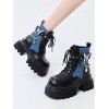 Butterfly Chain Embellishment Zip Up Thick Platform Gothic Martin Boots - Bleu EU 40