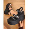 Buckle Strap Solid Color Butterfly Decor Open Toe Thick Platform Outdoor Gothic Sandals - Noir EU 42