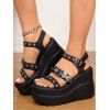 Buckle Strap Solid Color Butterfly Decor Open Toe Thick Platform Outdoor Gothic Sandals - Noir EU 42