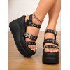 Buckle Strap Solid Color Butterfly Decor Open Toe Thick Platform Outdoor Gothic Sandals - Noir EU 42