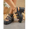 Solid Color Open Toe Thick Platform Buckle Strap Gothic Outdoor Sandals - Noir EU 42