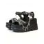 Solid Color Heart Chain Embellishment Buckle Strap Thick Platform Open Toe Gothic Outdoor Sandals - Noir EU 42