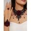 Ensemble ras du cou et bracelet gothiques en cristal artificiel avec dentelle ajourée et anneau, accessoires vintage - Noir 