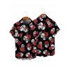 Chemise gothique à manches courtes et boutons pour homme, imprimé tête de mort rétro, style rétro, style vacances - Rouge foncé 5XL