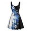 Robe de vacances à motif floral colorblock, buste froncé, col en cœur, coupe trapèze, mini, décontractée - Noir XXXXXL | US 20