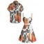 Vacation Couple Outfit Colorblock Cactus Pattern Ruched Bust Belt Sweetheart Neck A Line Mini Dress and Button Up Shirt Matching Outfit - Orange S | US 4