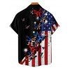 Chemise homme à rayures et étoiles papillon, motif patriotique, motif drapeau américain, boutonnée, retroussée, manches courtes - Noir 3XL