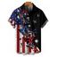 Chemise homme à rayures et étoiles papillon, motif patriotique, motif drapeau américain, boutonnée, retroussée, manches courtes - Noir 3XL